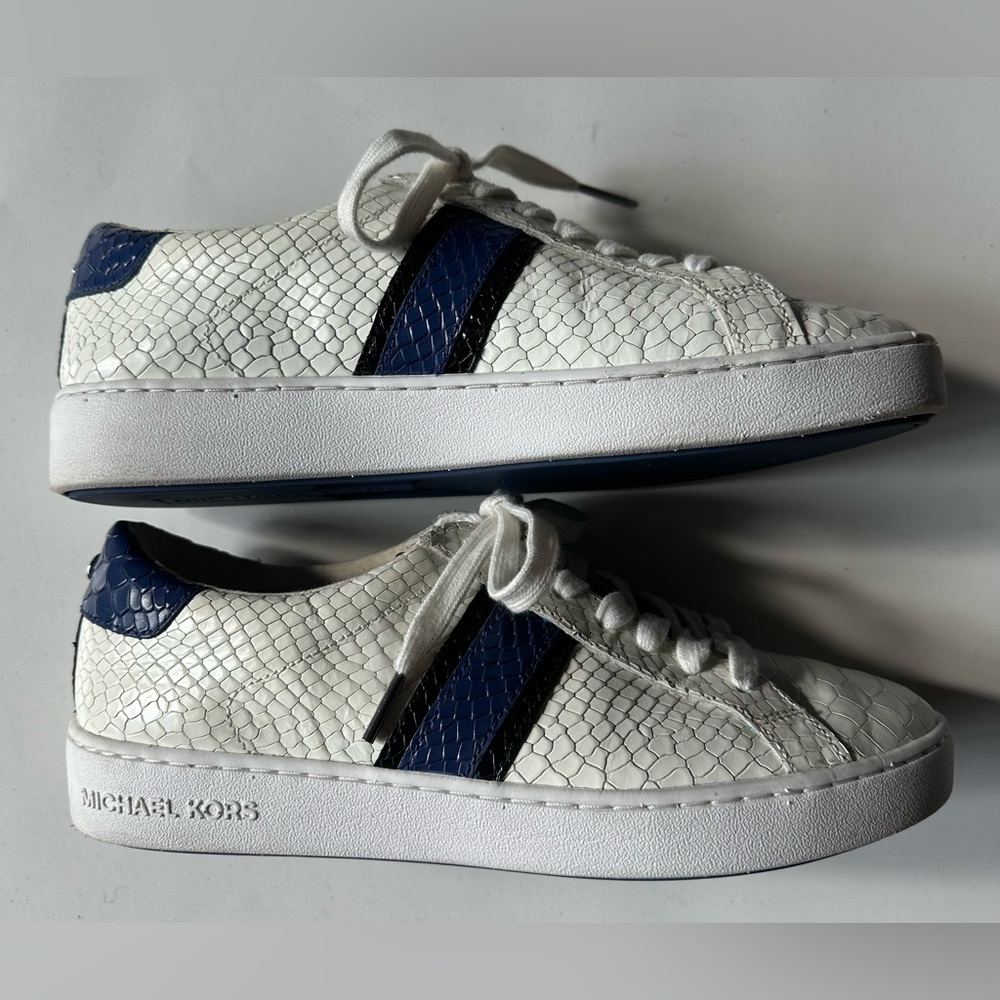 White snake skin Michael Kors sneakers